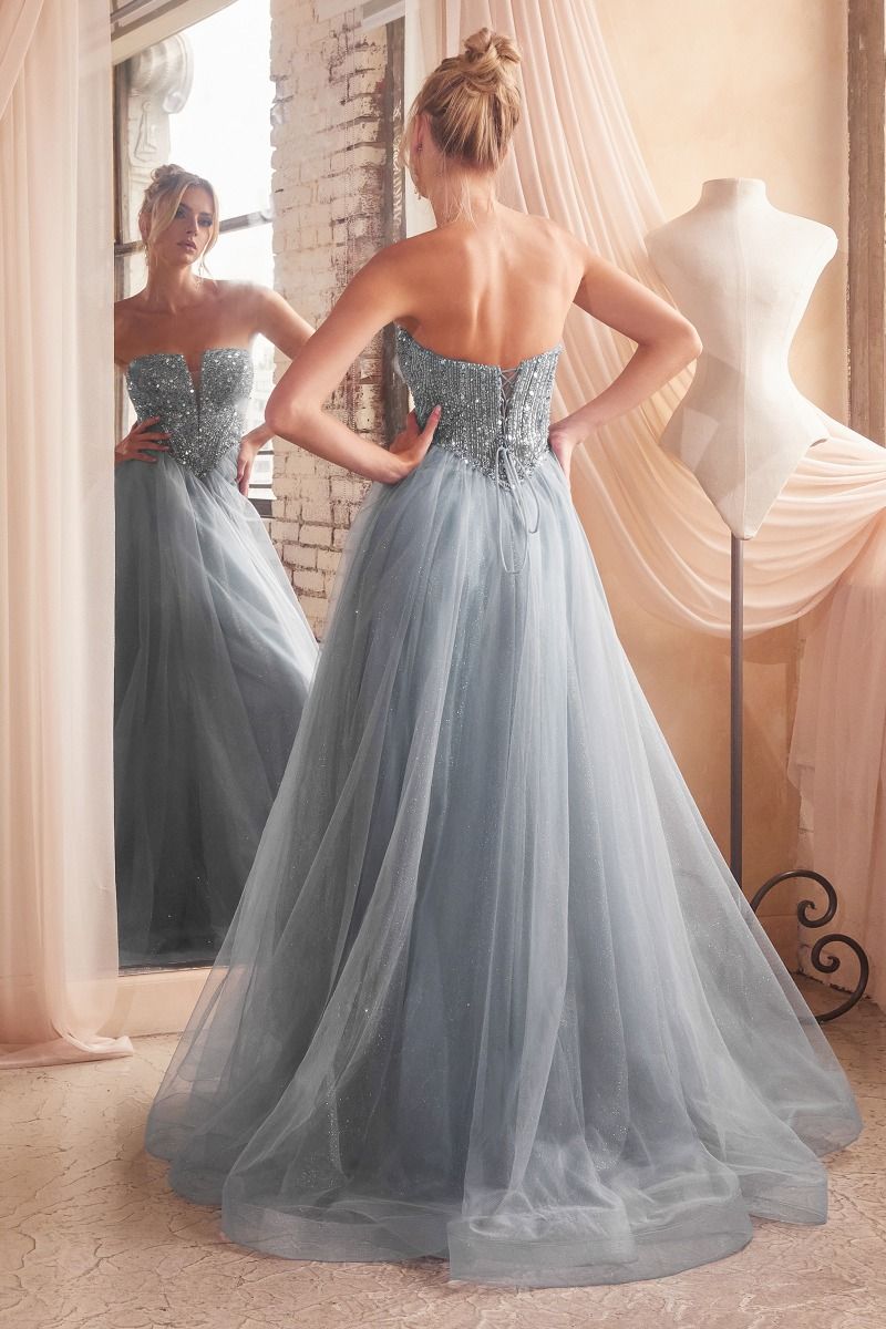 Strapless Glitter Tulle Prom top Dress