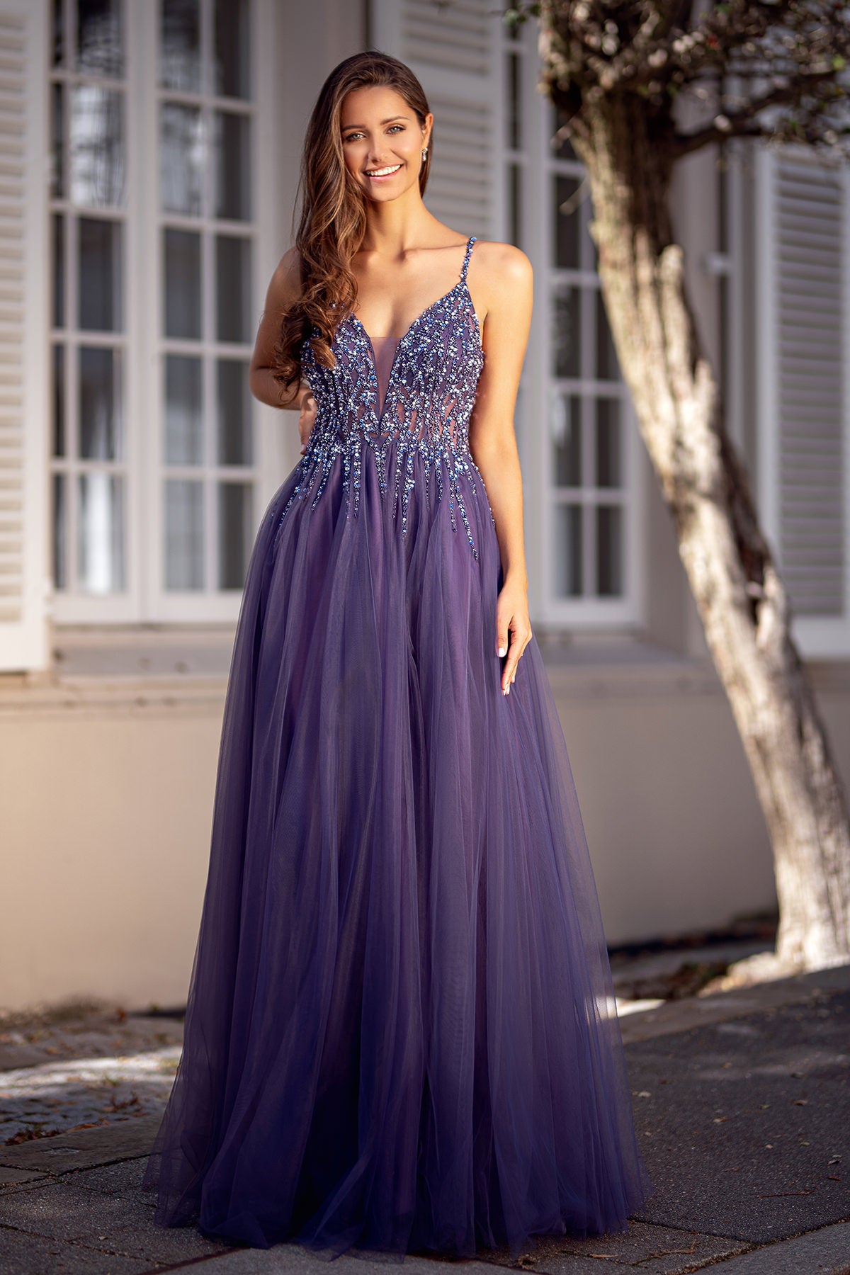 Purple Christian Koehlert prom dress 0682 