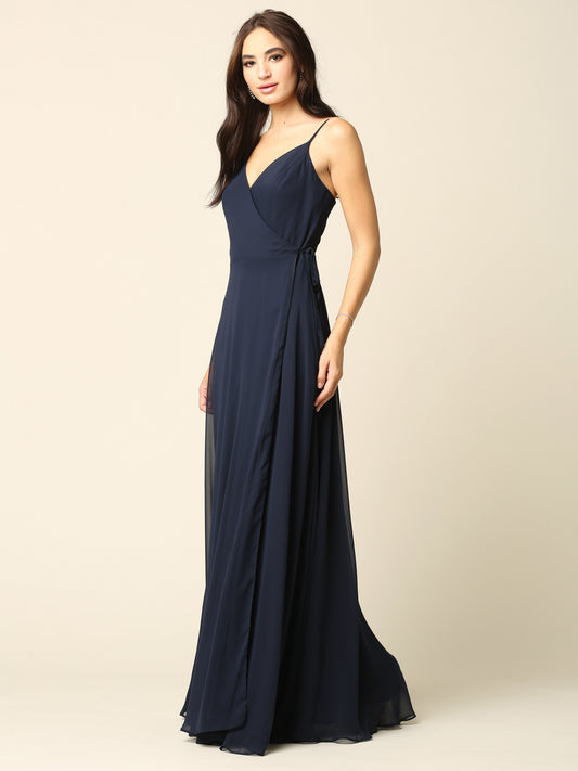 Long wrap chiffon party dress 3382