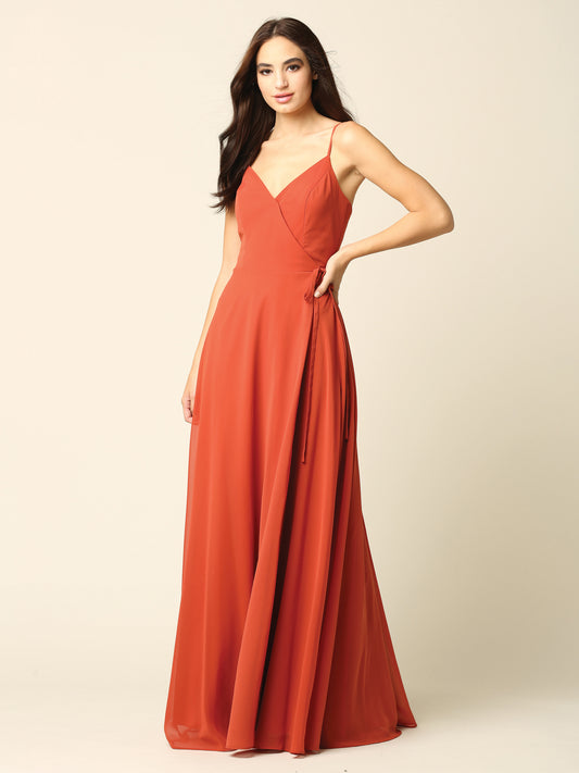 Long wrap chiffon party dress 3382