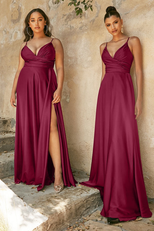 Burgundy satin dress