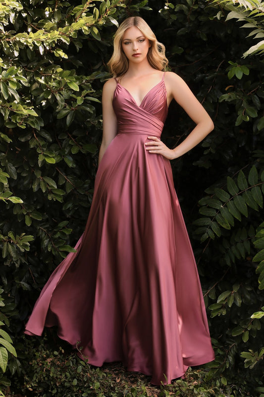 Mauve rose satin dress La Divine 7485