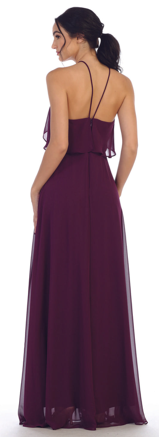 Eva chiffon dress with high neckline