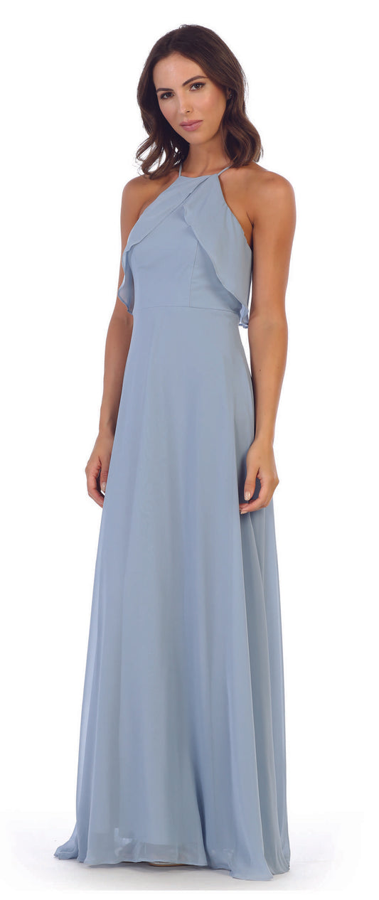 Eva chiffon dress with high neckline