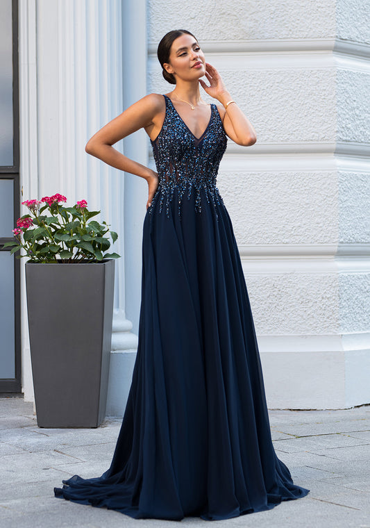 Navy Christian Koehlert prom dress 0549