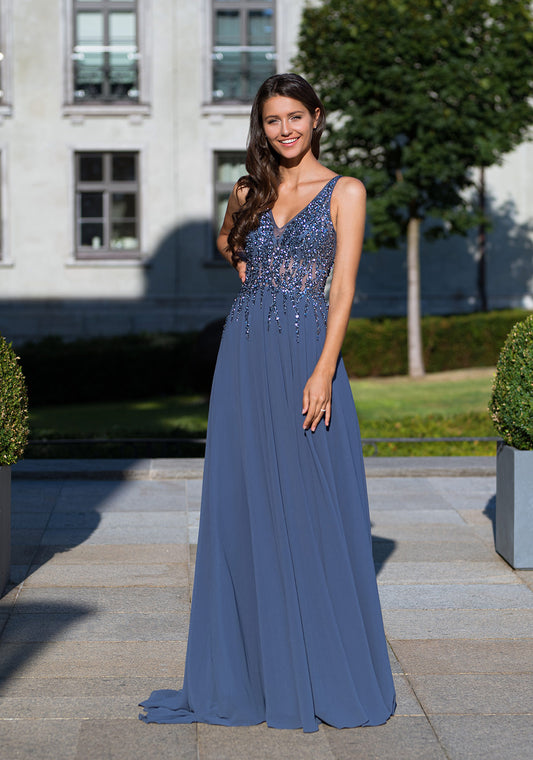 Indigo blue Christian Koehlert prom dress 0549